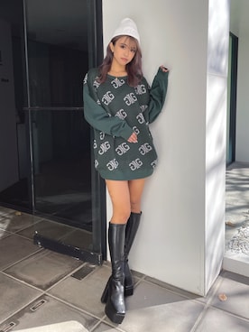 「GYDA（ジェイダ）のアイテム（ニットキャップ/ビーニー）」を使った、katsusaさん（レディース・161cm）の冬コーディネート