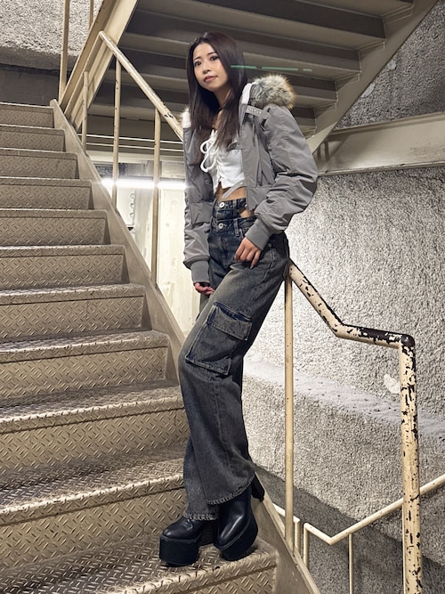 フロントレースアップショートトップス