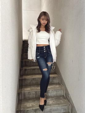 「GYDA（ジェイダ）のアイテム（パンツ）」を使った、katsusaさん（レディース・161cm）の冬コーディネート