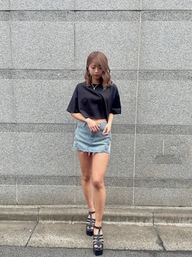 「GYDA（ジェイダ）のアイテム（Tシャツ/カットソー）」を使った、katsusaさん（レディース・161cm）の夏コーディネート