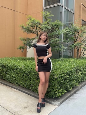 「GYDA（ジェイダ）のアイテム（スカート）」を使った、katsusaさん（レディース・161cm）の夏コーディネート