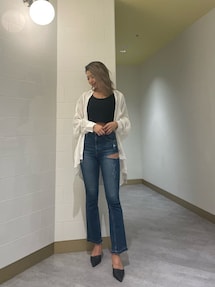 サマーウエストシェイプジレ H/W SIDERIPPED SHAPELY LINEフレアデニムパンツ｜ジェイダ