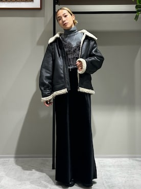 「Ungrid（アングリッド）のアイテム（ブルゾン）」を使った、松岡奈瑠さん（レディース・157cm）の秋コーディネート