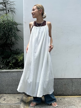 「女子会」｜松岡奈瑠さん（レディース・157cm）の夏コーディネート