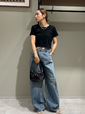 「150cm台コーデ」｜「アイテム（ハンドバッグ）」を使った、松岡奈瑠さん（レディース・157cm）の夏コーディネート