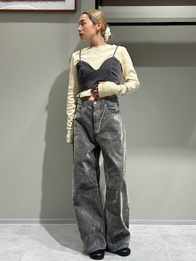 「Ungrid（アングリッド）のアイテム（キャミソール）」を使った、松岡奈瑠さん（レディース・157cm）の夏コーディネート