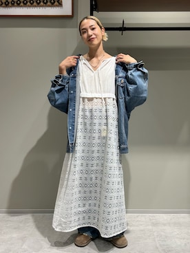 「Ungrid（アングリッド）のビッグシルエットデニムジャケット（デニムジャケット）」を使った、松岡奈瑠さん（レディース・157cm）の夏コーディネート