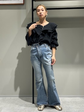 「Ungrid（アングリッド）のアイテム（バレエシューズ）」を使った、松岡奈瑠さん（レディース・157cm）の秋コーディネート