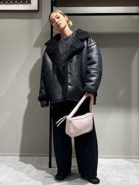 「Ungrid（アングリッド）のアイテム（ブルゾン）」を使った、松岡奈瑠さん（レディース・157cm）の秋コーディネート