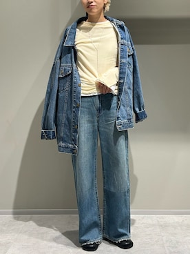 「Ungrid（アングリッド）のアイテム（デニムジャケット）」を使った、松岡奈瑠さん（レディース・157cm）の秋コーディネート