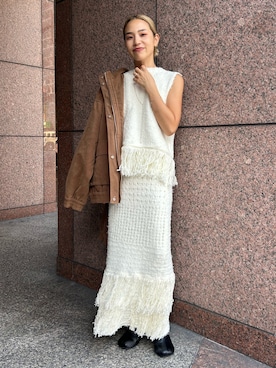 「Ungrid（アングリッド）のアイテム（ブルゾン）」を使った、松岡奈瑠さん（レディース・157cm）の秋コーディネート