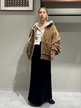 「Ungrid（アングリッド）のアイテム（ブルゾン）」を使った、松岡奈瑠さん（レディース・157cm）の秋コーディネート