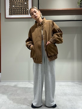 「Ungrid（アングリッド）のアイテム（ブルゾン）」を使った、松岡奈瑠さん（レディース・157cm）の秋コーディネート