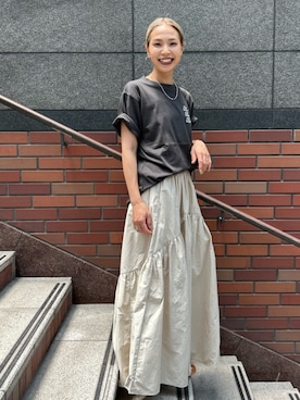 「Ungrid（アングリッド）のアイテム」を使った、松岡奈瑠さん（レディース・157cm）の夏コーディネート