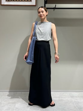 「Ungrid（アングリッド）のアイテム（スカート）」を使った、松岡奈瑠さん（レディース・157cm）の夏コーディネート
