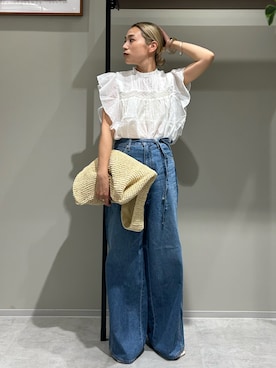 「Ungrid（アングリッド）のアイテム」を使った、松岡奈瑠さん（レディース・157cm）の夏コーディネート