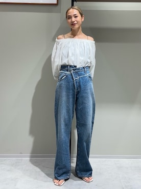 「Ungrid（アングリッド）のアイテム」を使った、松岡奈瑠さん（レディース・157cm）の夏コーディネート