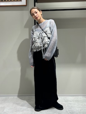 「Ungrid（アングリッド）のアイテム（スリッポン）」を使った、松岡奈瑠さん（レディース・157cm）の秋コーディネート