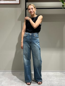 「Levi's（リーバイス）のアイテム（パンツ）」を使った、松岡奈瑠さん（レディース・157cm）の夏コーディネート