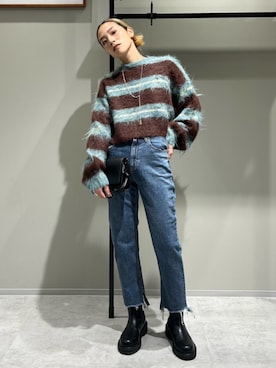 「ニット/セーター」｜松岡奈瑠さん（レディース・157cm）の冬コーディネート