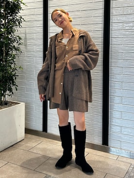 「Ungrid（アングリッド）のアイテム（カーディガン/ボレロ）」を使った、松岡奈瑠さん（レディース・157cm）の秋コーディネート