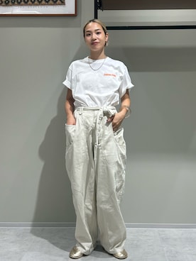 「Ungrid（アングリッド）のアイテム（バレエシューズ）」を使った、松岡奈瑠さん（レディース・157cm）の夏コーディネート