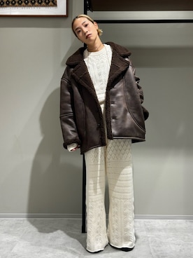 「Ungrid（アングリッド）のアイテム（アクセサリー）」を使った、松岡奈瑠さん（レディース・157cm）の秋コーディネート