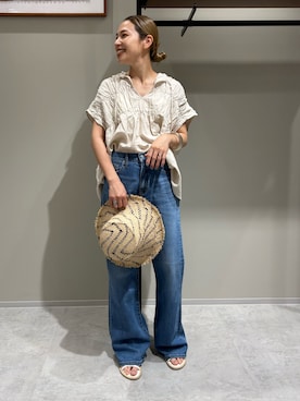 「30代ファッション」｜「アイテム（帽子）」を使った、松岡奈瑠さん（レディース・157cm）の夏コーディネート