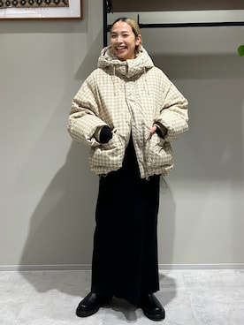 「Ungrid（アングリッド）のアイテム（ダウンジャケット/コート）」を使った、松岡奈瑠さん（レディース・157cm）の秋コーディネート
