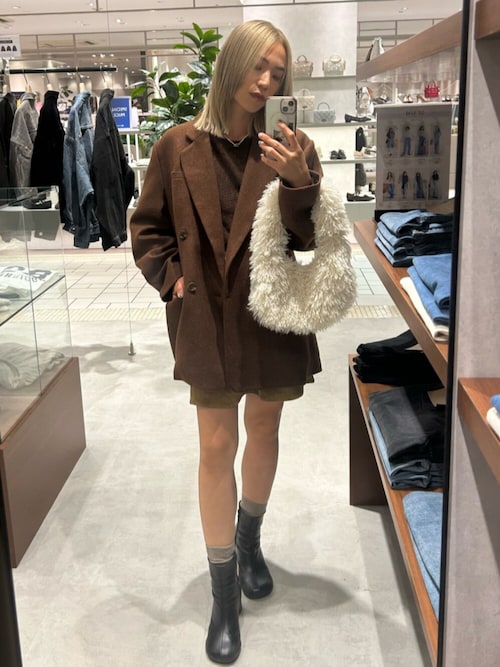 ワッペンデザインルーズ起毛ジャケット（テーラードジャケット