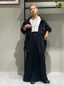 「Ungrid（アングリッド）のビッグシルエットデニムジャケット（デニムジャケット）」を使った、松岡奈瑠さん（レディース・157cm）の夏コーディネート