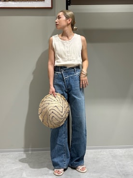 「Ungrid（アングリッド）のアイテム」を使った、松岡奈瑠さん（レディース・157cm）の夏コーディネート