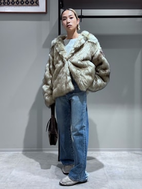 「おでかけコーデ」｜「アイテム（ダウンジャケット/コート）」を使った、松岡奈瑠さん（レディース・157cm）の秋コーディネート