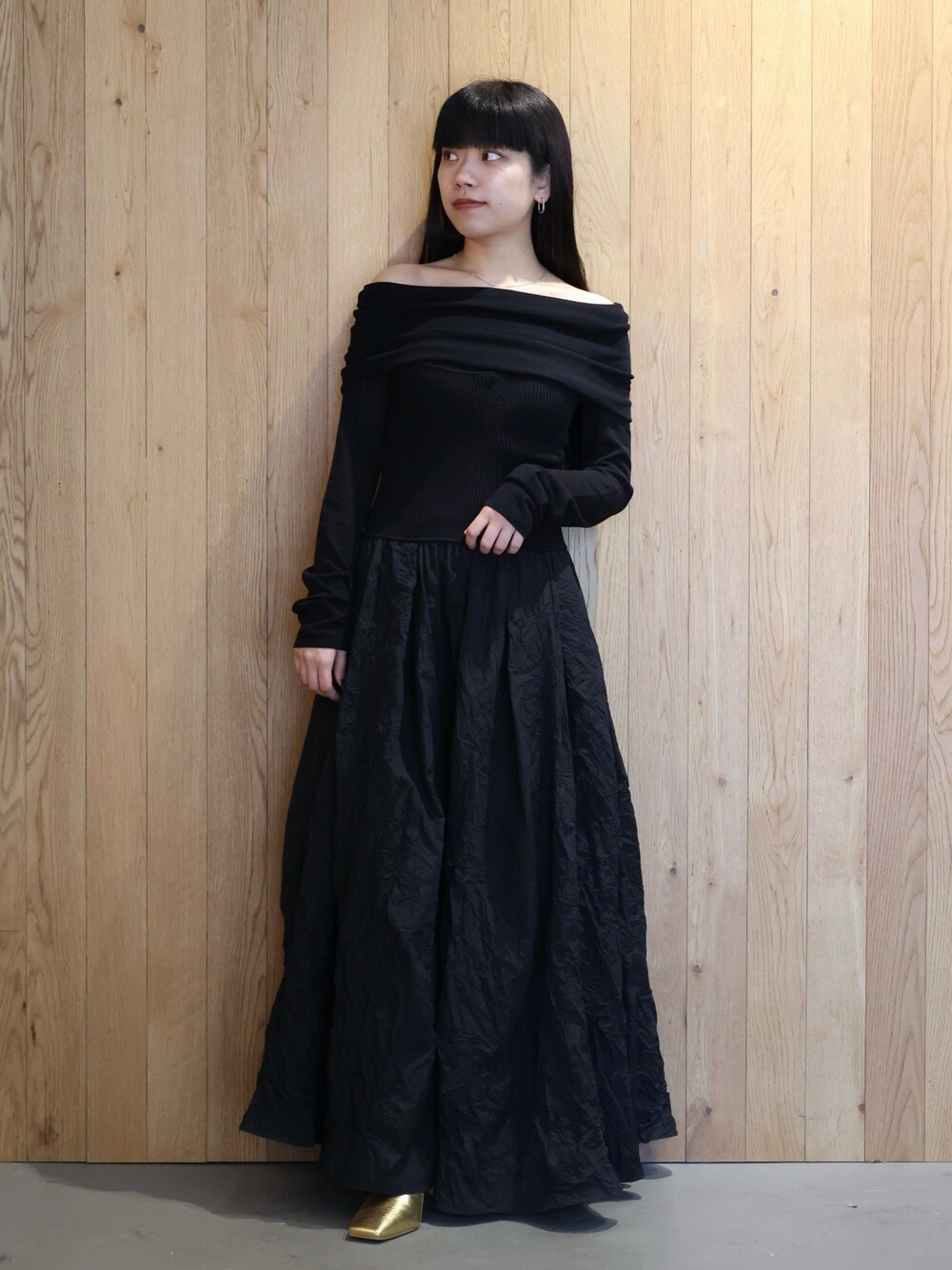 ELENDEEK オフショルダー ドレス ブラック エレンディーク ワンピース  