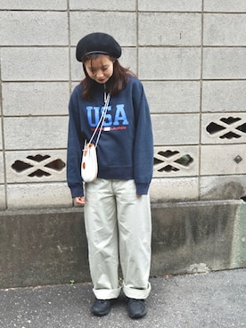 「ごきげんウィーク」｜「アイテム（チノパンツ）」を使った、七瀬さん（レディース・153cm）の春コーディネート