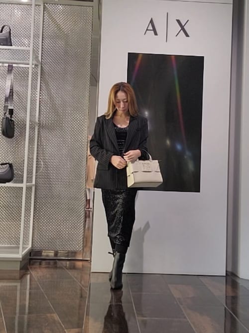 A|X アルマーニ エクスチェンジ】BOXロゴバックル ミニハンドバッグ