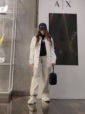 「ARMANI EXCHANGE（アルマーニエクスチェンジ）の【A|X アルマーニ エクスチェンジ】シグネチャーロゴ　キャップ（キャップ、ブルー系）」を使った、♡aYuMiiiiiiiiさん（レディース・158cm）の春コーディネート