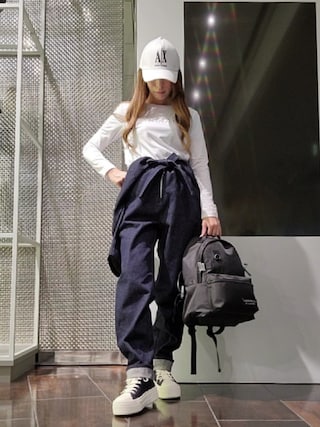 アルマーニエクスチェンジ レディース デニム オールインワン ジャンプスーツ ARMANI EXCHANGE（アルマーニエクスチェンジ）の「【A|X