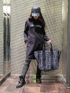 「ARMANI EXCHANGE（アルマーニエクスチェンジ）のアイテム（キャップ、ブルー系）」を使った、♡aYuMiiiiiiiiさん（レディース・158cm）の夏コーディネート