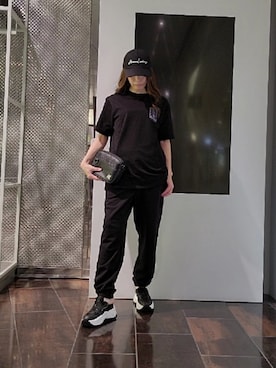 「ARMANI EXCHANGE（アルマーニエクスチェンジ）のアイテム（キャップ、ブルー系）」を使った、♡aYuMiiiiiiiiさん（レディース・158cm）の夏コーディネート