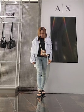 「ARMANI EXCHANGE（アルマーニエクスチェンジ）のアイテム（Tシャツ/カットソー）」を使った、♡aYuMiiiiiiiiさん（レディース・158cm）の夏コーディネート