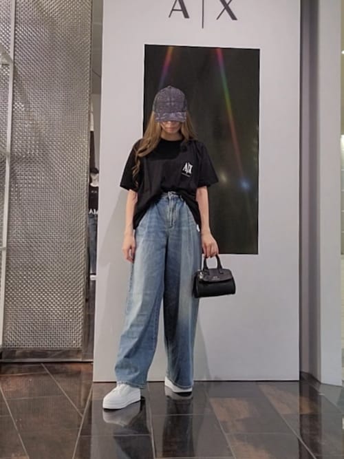 【A/X ArmaniExchange】カウレザー ミニスカート ミニメタルロゴ A|X アルマーニ エクスチェンジ】AXロゴ パドロック付きミニ