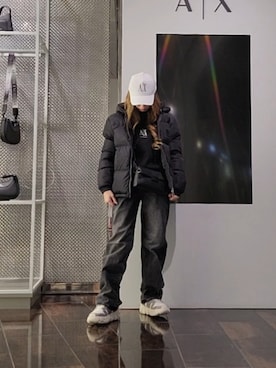 「アイテム（キャップ、ホワイト系）」を使った、♡aYuMiiiiiiiiさん（レディース・158cm）の冬コーディネート