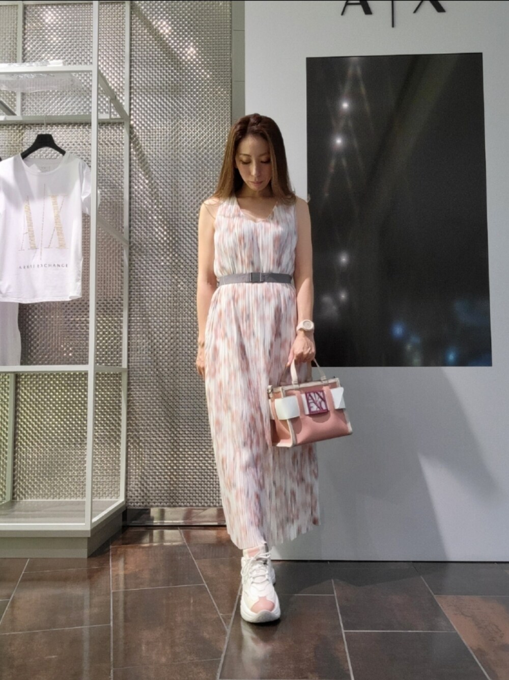 ARMANI*アルマーニ　シルク100%花柄ワンピース　フラワー　水彩柄　36 ARMANI*アルマーニ シルク100%花柄ワンピース フラワー 水彩柄