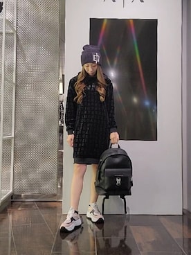 「armaniexchange」｜「アイテム（ニットキャップ/ビーニー）」を使った、♡aYuMiiiiiiiiさん（レディース・158cm）の秋コーディネート