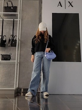 「ARMANI EXCHANGE（アルマーニエクスチェンジ）のアイテム（キャップ）」を使った、♡aYuMiiiiiiiiさん（レディース・158cm）の夏コーディネート