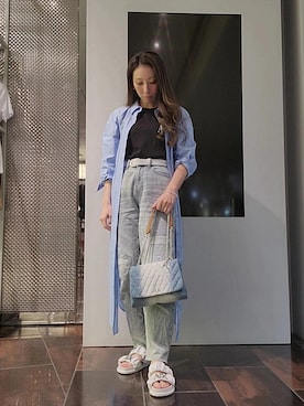 「ARMANI EXCHANGE（アルマーニエクスチェンジ）のアイテム（シャツワンピース）」を使った、♡aYuMiiiiiiiiさん（レディース・158cm）の春コーディネート