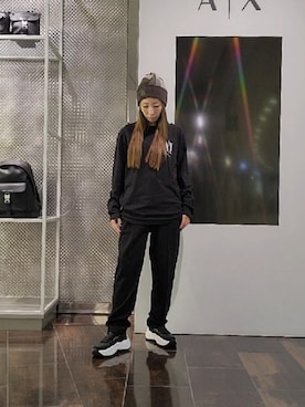 「armaniexchange」｜「アイテム（ニットキャップ/ビーニー）」を使った、♡aYuMiiiiiiiiさん（レディース・158cm）の秋コーディネート