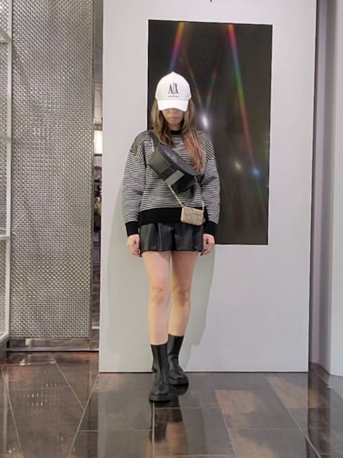 ARMANI EXCHANGE ドライバーズニット スエード切替 裏地ファー ARMANI EXCHANGE ドライバーズニット スエード切替 裏地ファー