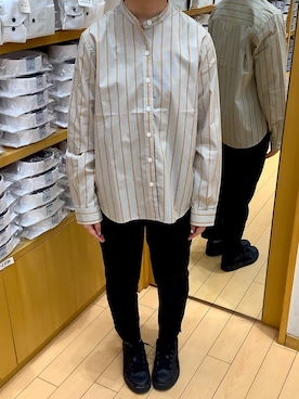 BRICK HOUSE by Tokyo Shirts 北戸田イオンモール店さんの「形態安定ノーアイロン ショートラウンドテール長袖カジュアルシャツ」を使ったコーディネート